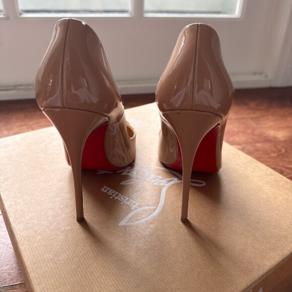 Christian Louboutin So Kate 120 Nude Nappa Shiny Heels Pumps 37.5 Box - Picture 3 of 6